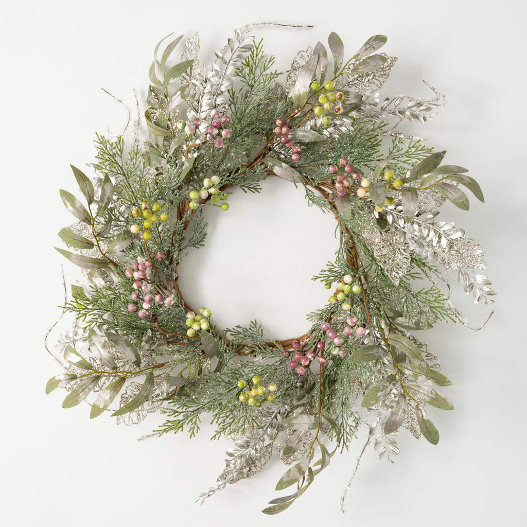 24" Pine And Berry Wreath     