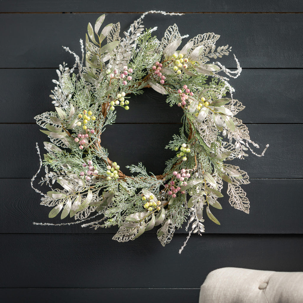 24" Pine And Berry Wreath     