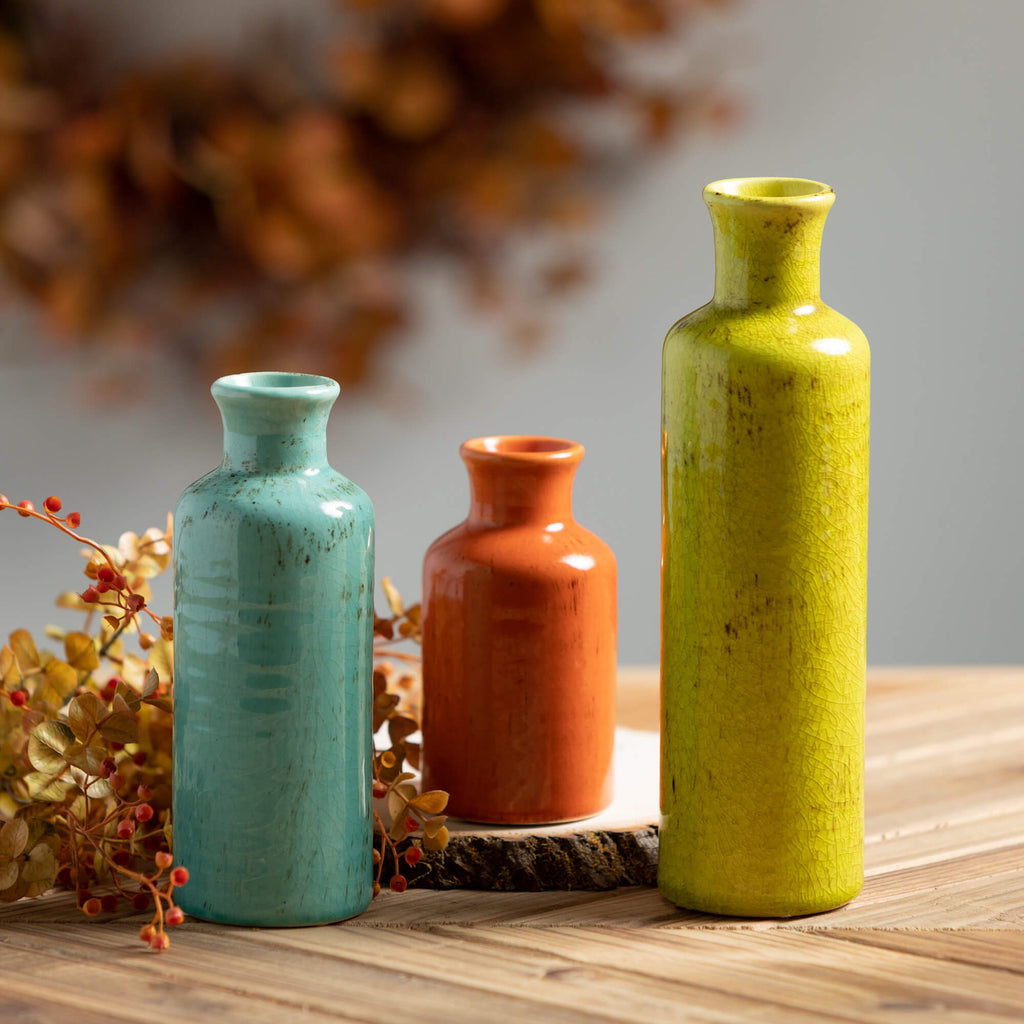 Colorful Bottle Vase Set Of 3 