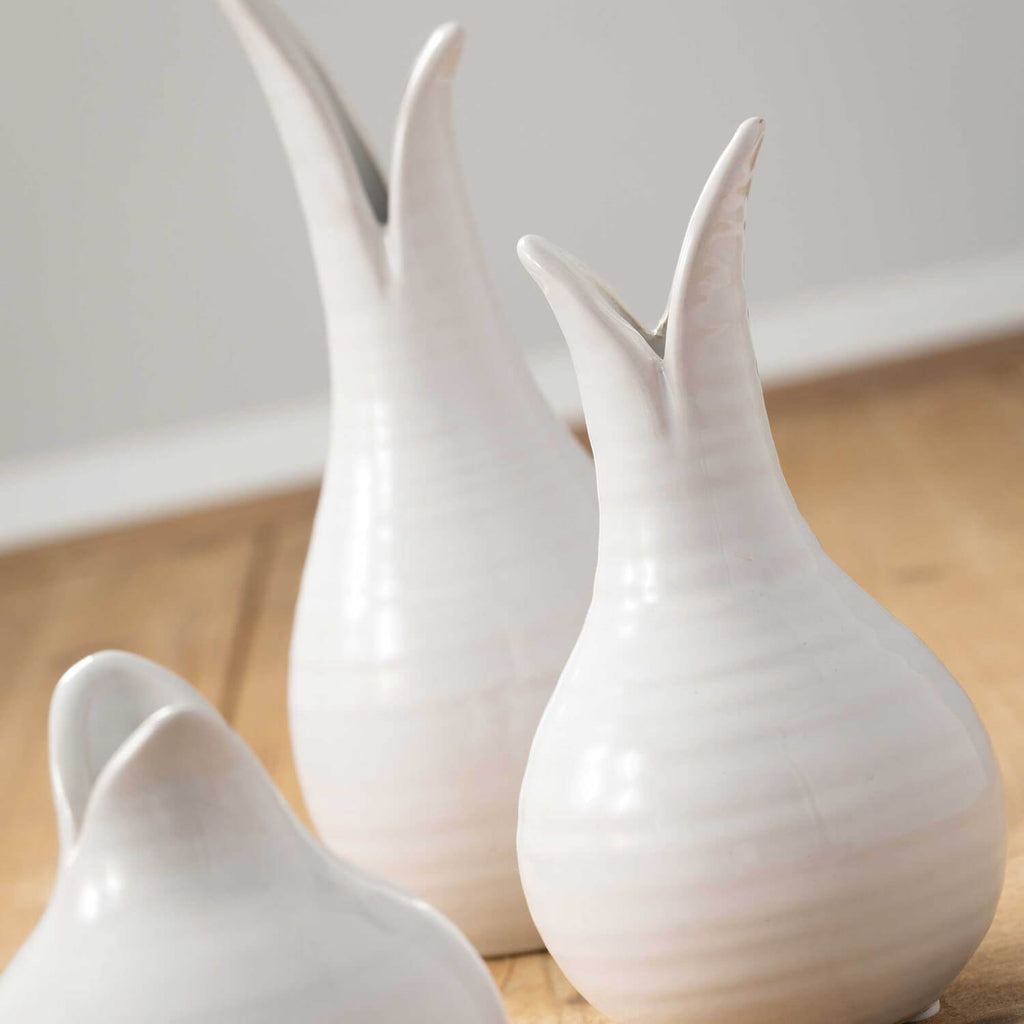 White Tulip Bulb Vase Set Of 3