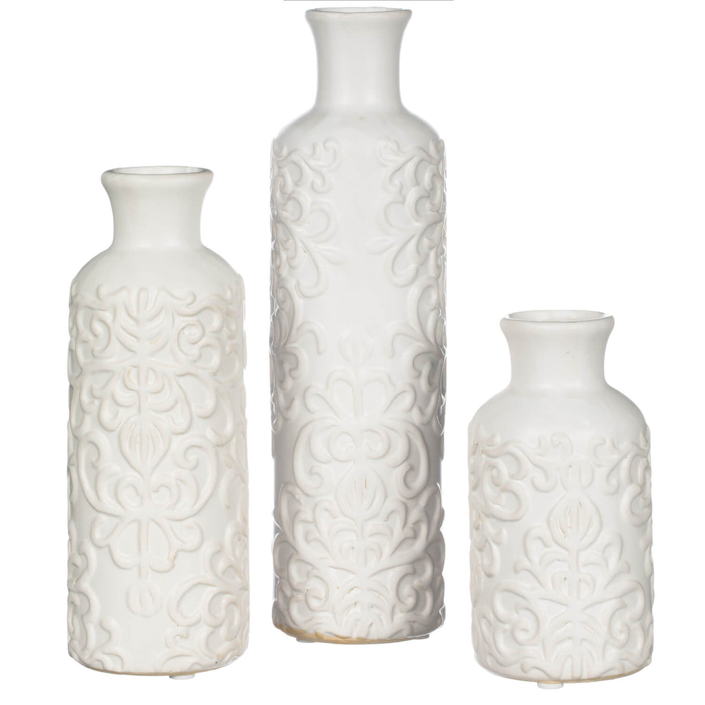 Textured Bottle Vase Set Of 3 