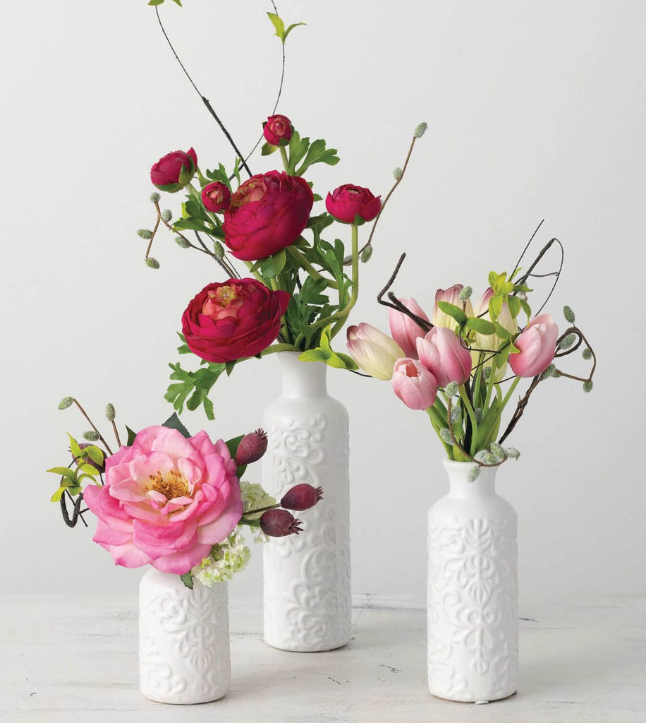 Textured Bottle Vase Set Of 3 