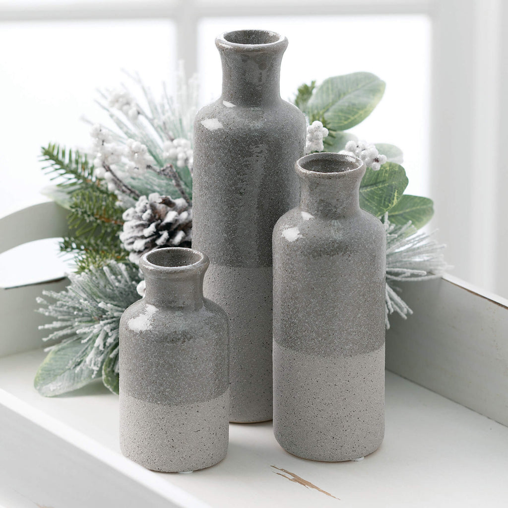 Two-Tone Gray Vase Set Of 3   