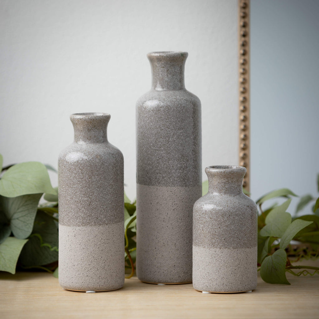 Two-Tone Gray Vase Set Of 3   