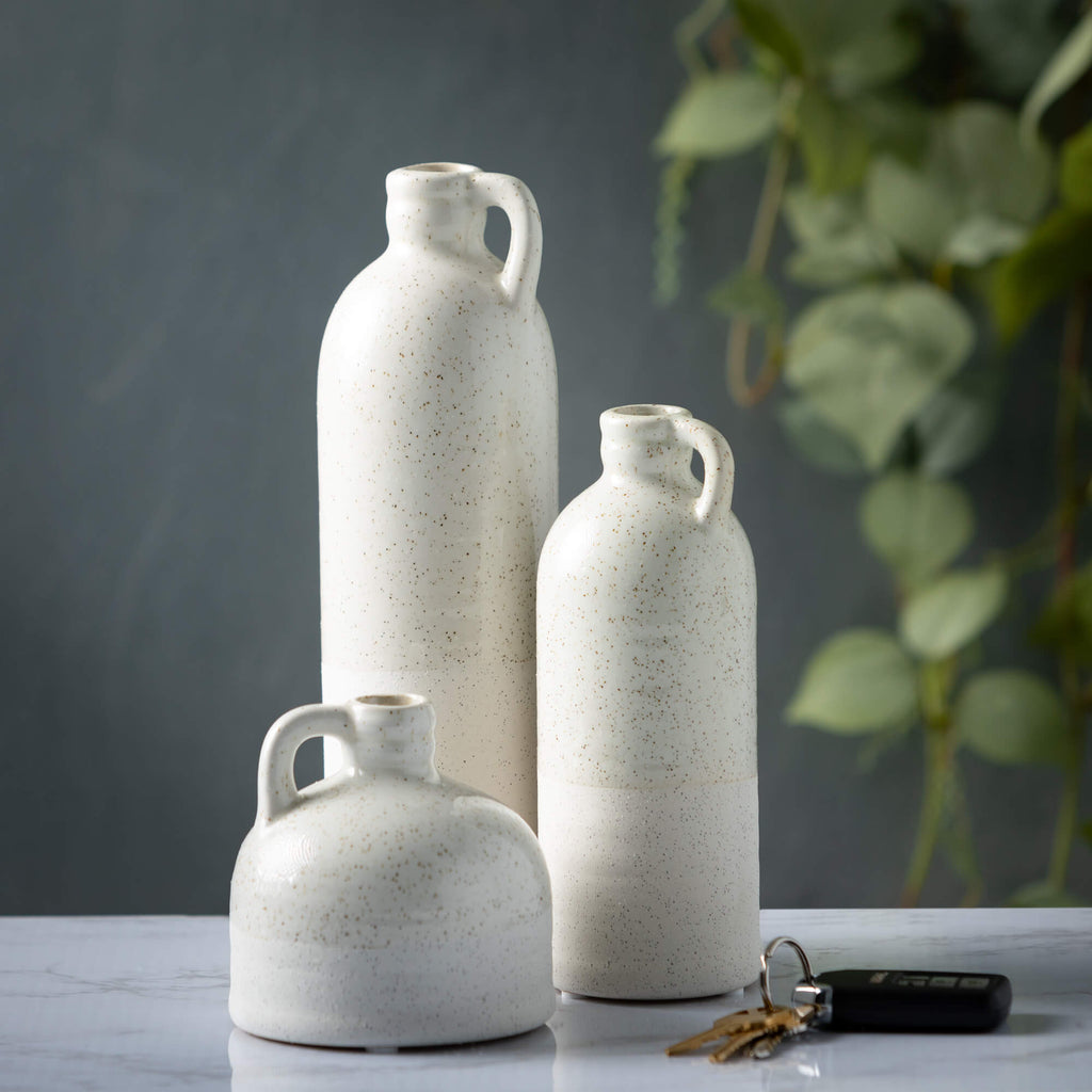 White Handled Bottle Vase Set3