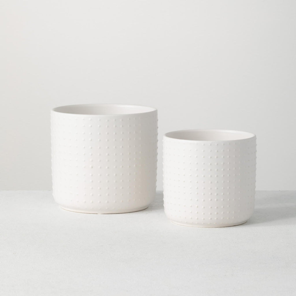 White Dotted Planter Set Of 2 