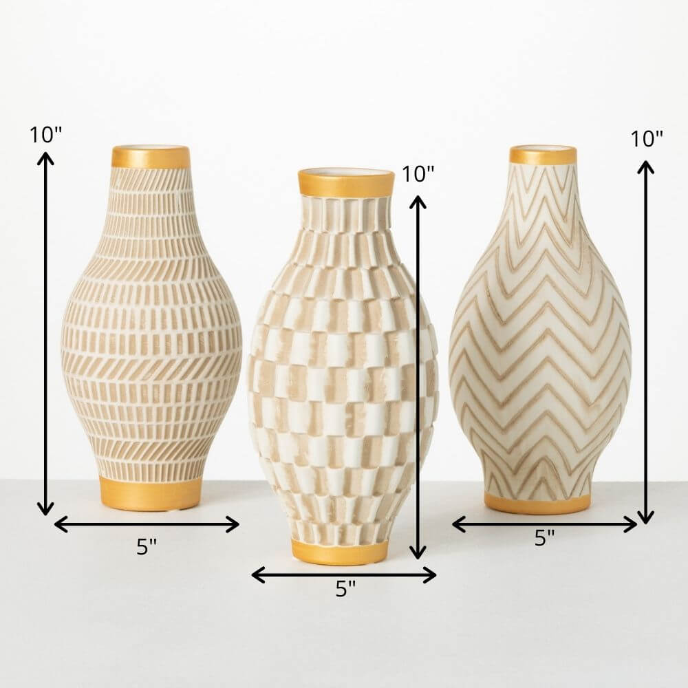 Geometric Gold Trimmed Vases  