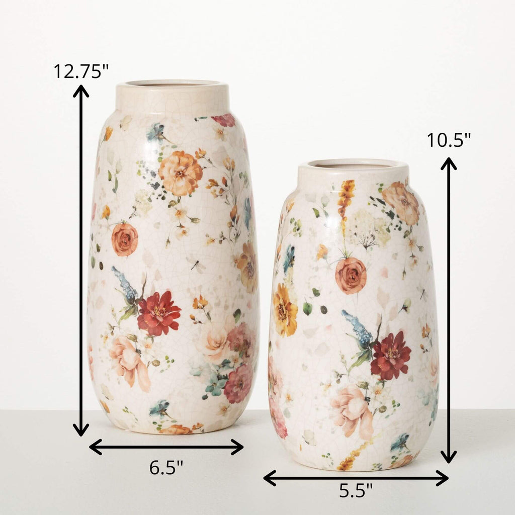 Elegant Blossom Pattern Vases 