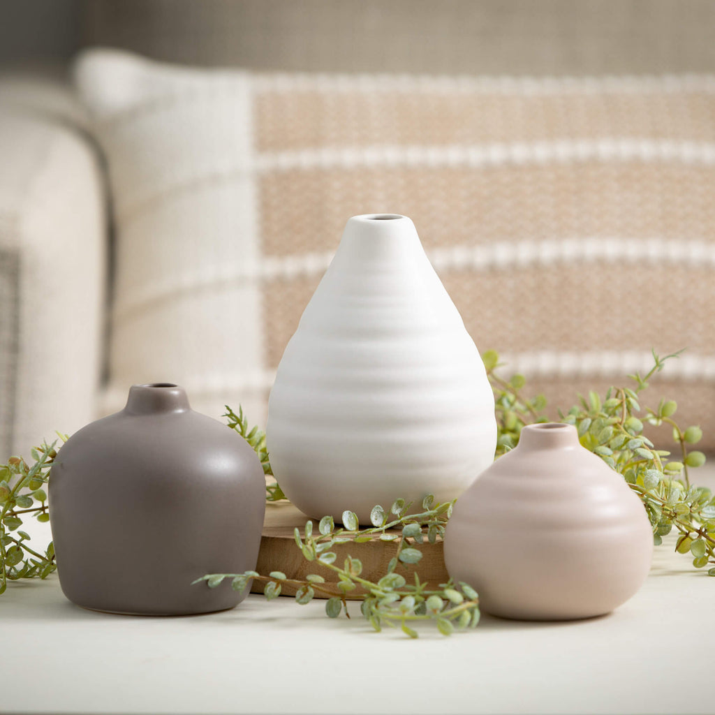 Neutral Compact Vase Set Of 3 