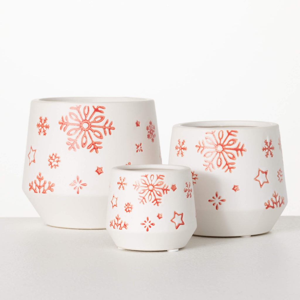 Snowflake Holiday Planter Trio