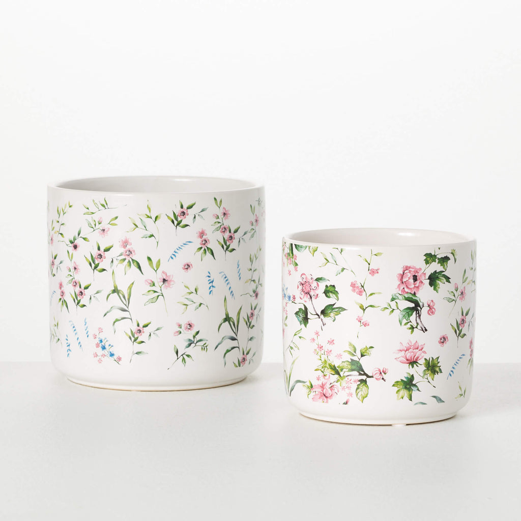 Floral Ceramic Planter Set 2  