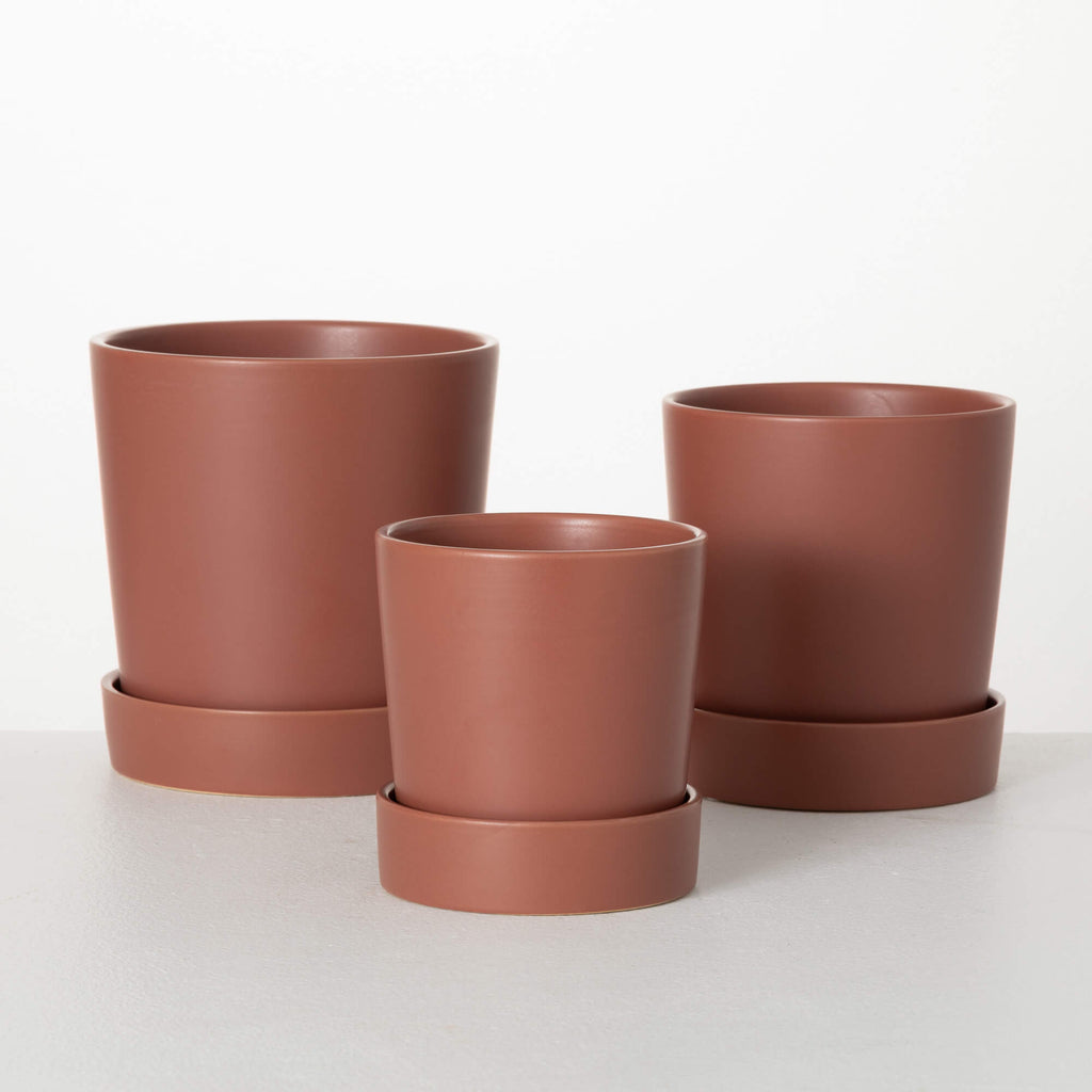 Modern Matte Red Planter Set  