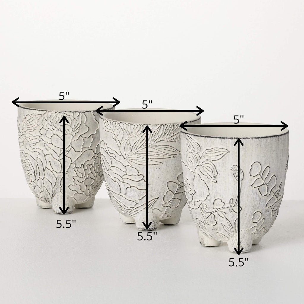 Medium Floral Line Art Pots   