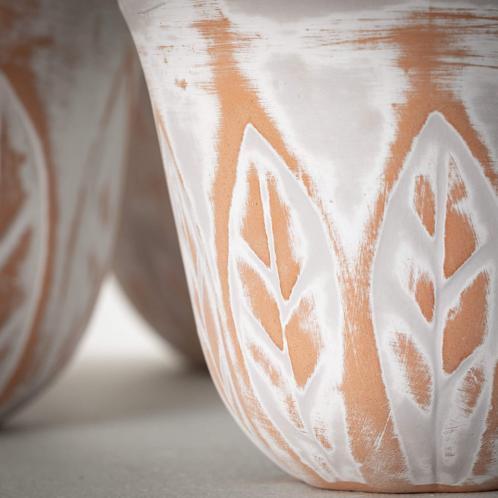 Rustic Leaf Patterned Pot Set 