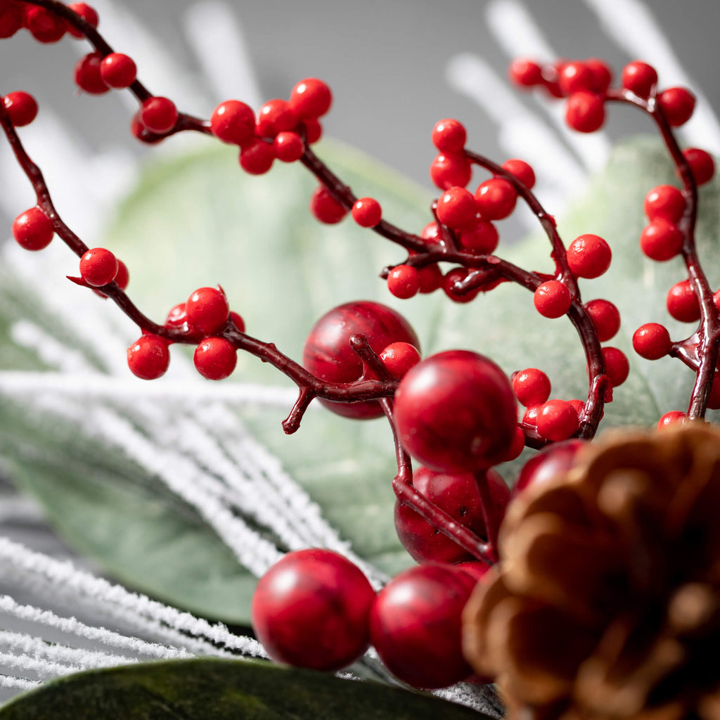 Snowy Long Pine & Berry Ring  