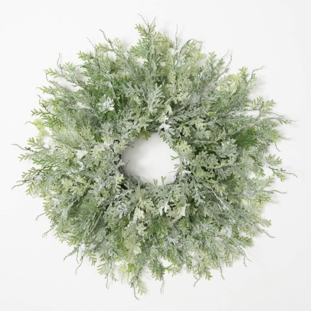 Full Frosted Fern Wreath      