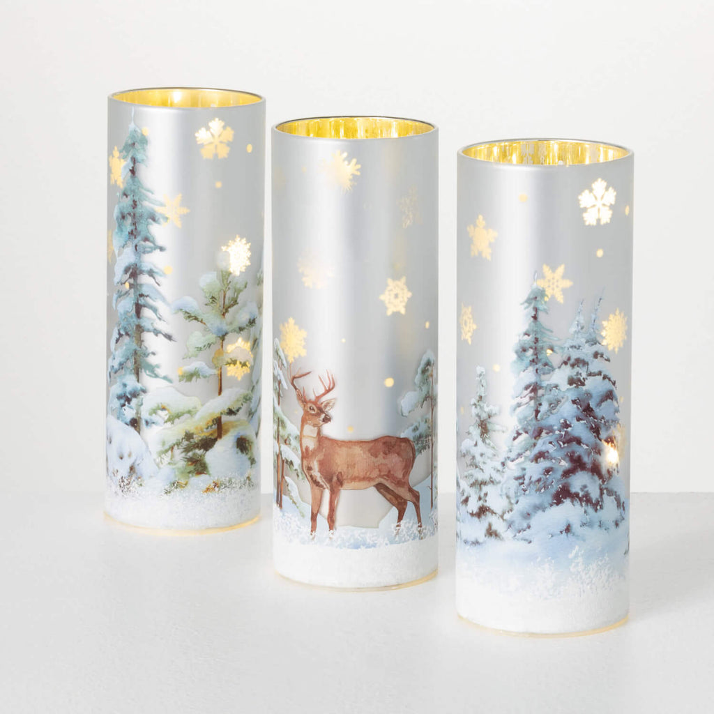 Led Winter Scene Cylinder Trio