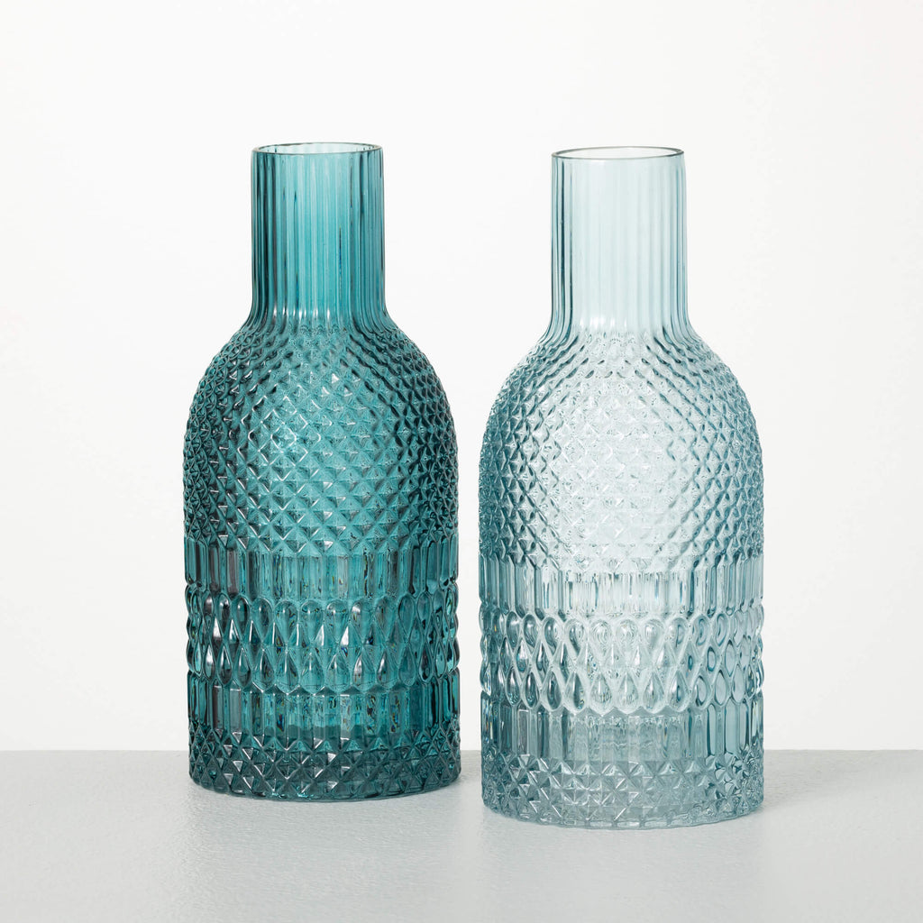 Turquoise Faceted Bottle Vases