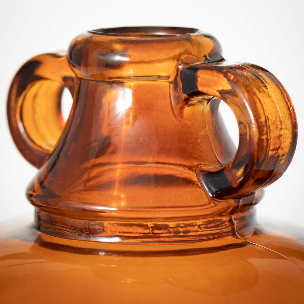 Handled Amber Glass Jug Vase  