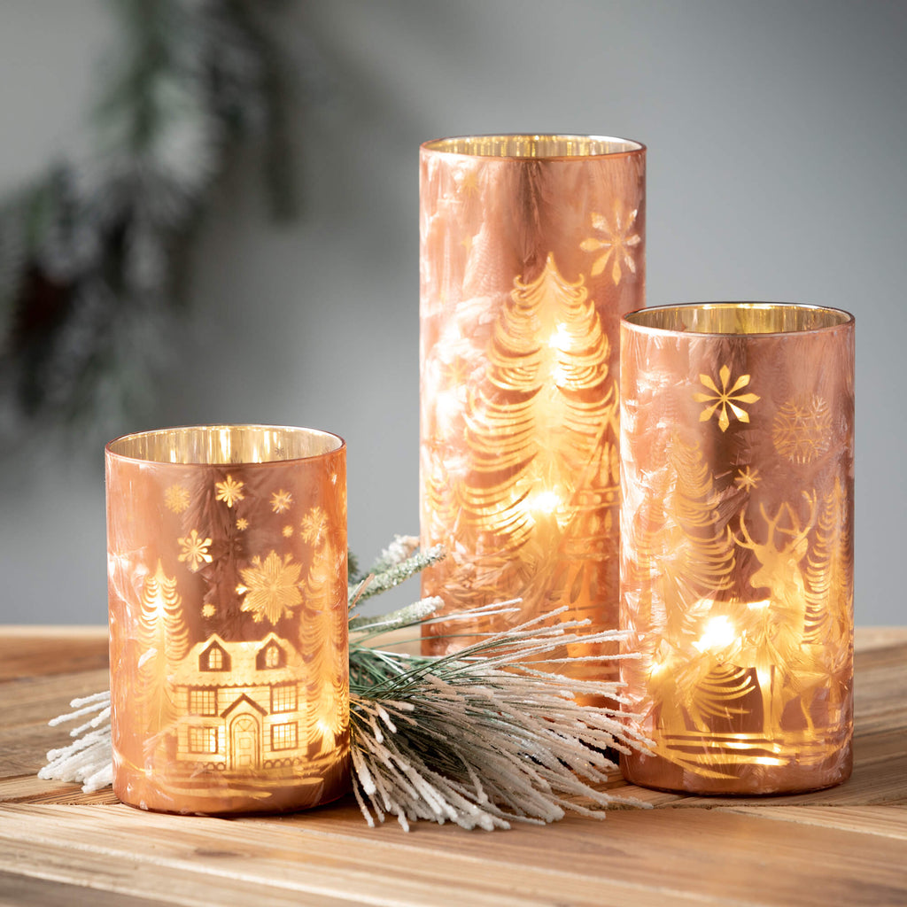 Frosted Gold Cylinder Lights 3