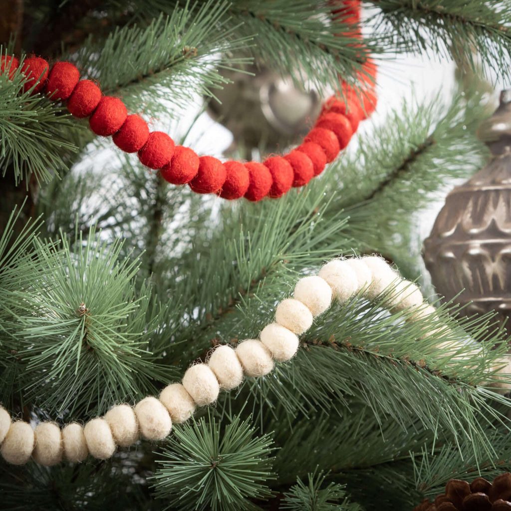 Natural Wool Ball Garland     