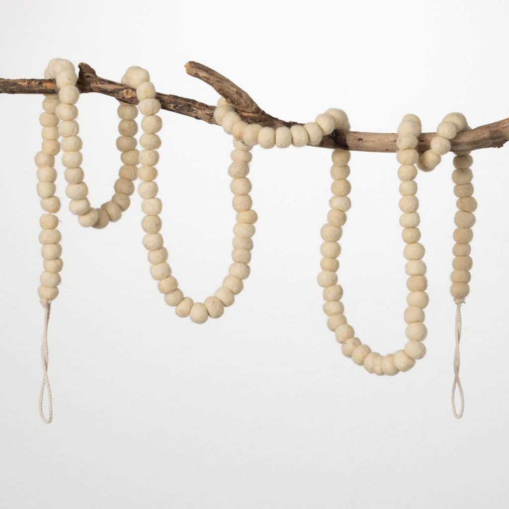 Natural Wool Ball Garland     