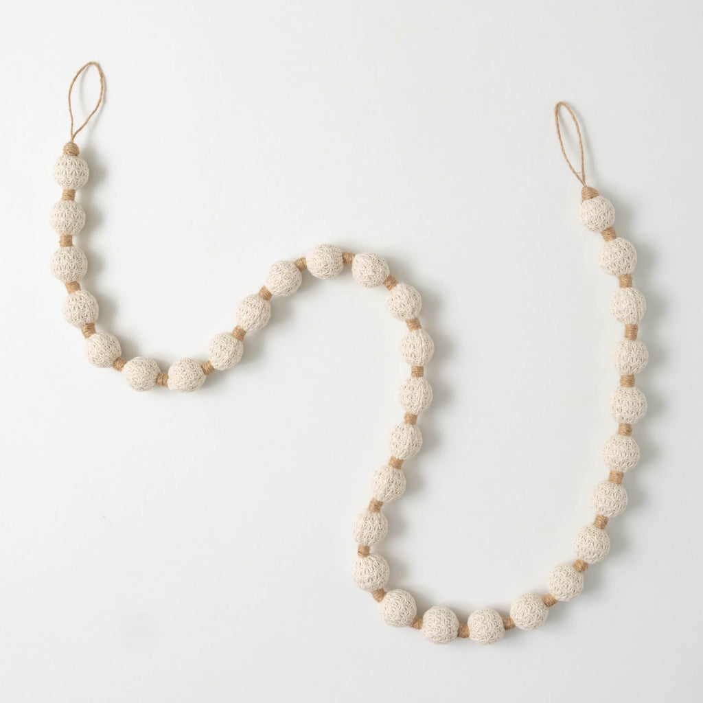 Cream Herringbone Ball Garland