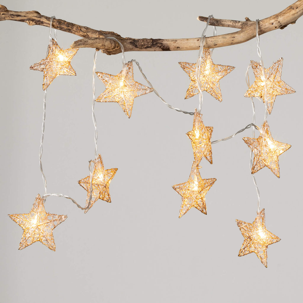 Gold Lighted Star Garland     