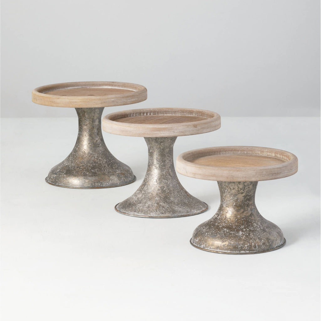 Natural Pedestal Set Of 3     