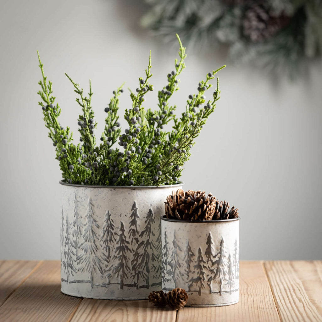 Weathered Metal Tree Planters 