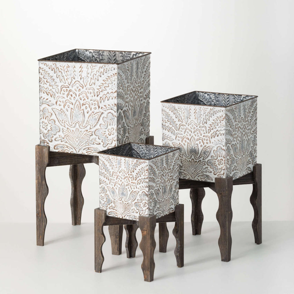 Flourish Square Planter Set/3 