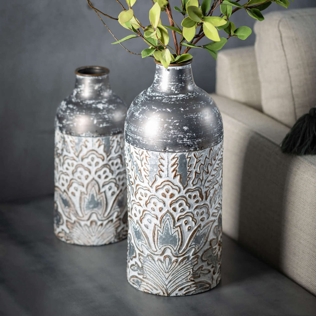 Metal Baroque Printed Vase Set