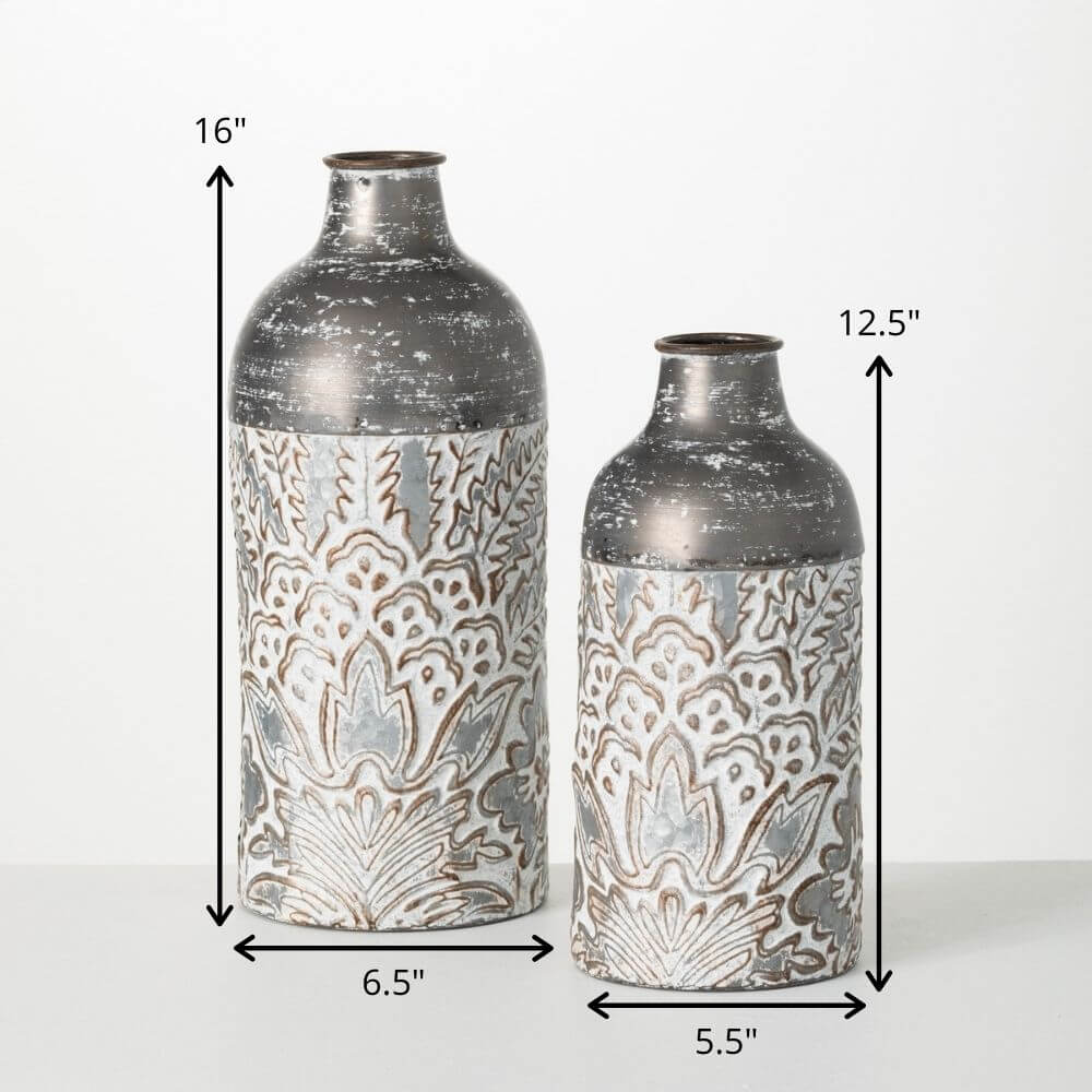 Metal Baroque Printed Vase Set