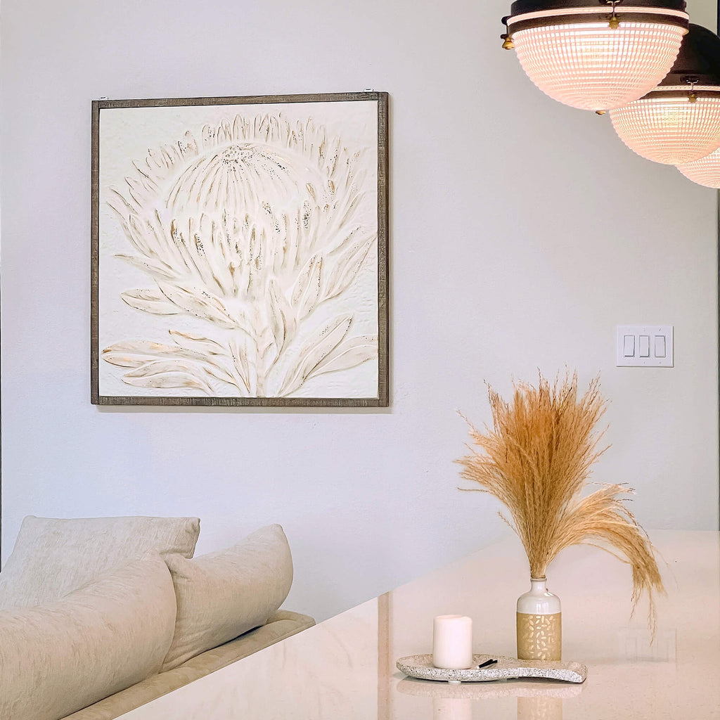 Gold-Brushed Raised Protea Art