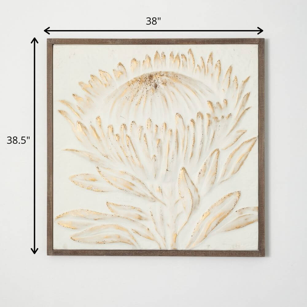 Gold-Brushed Raised Protea Art