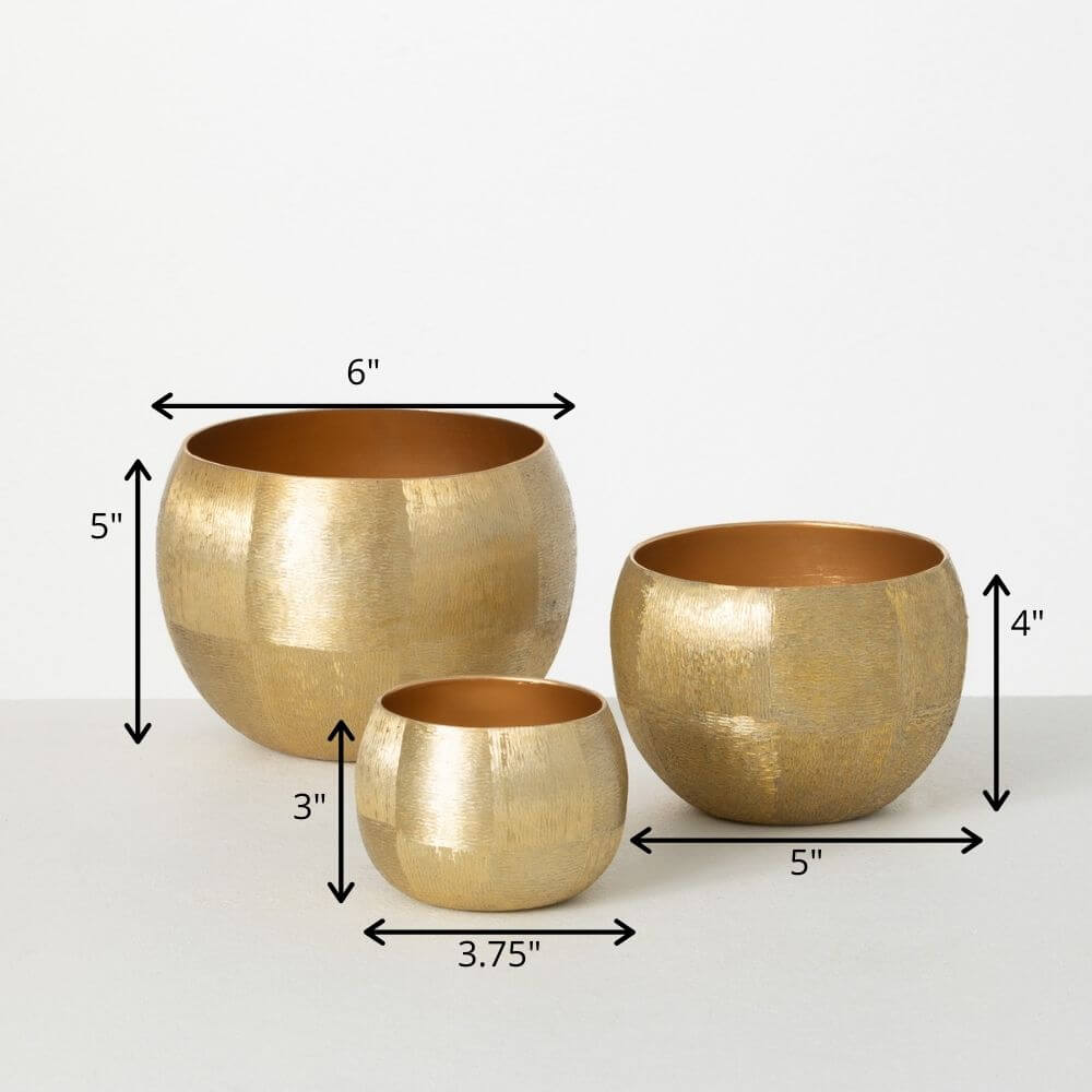 Lustrous Brushed Gold Pots    