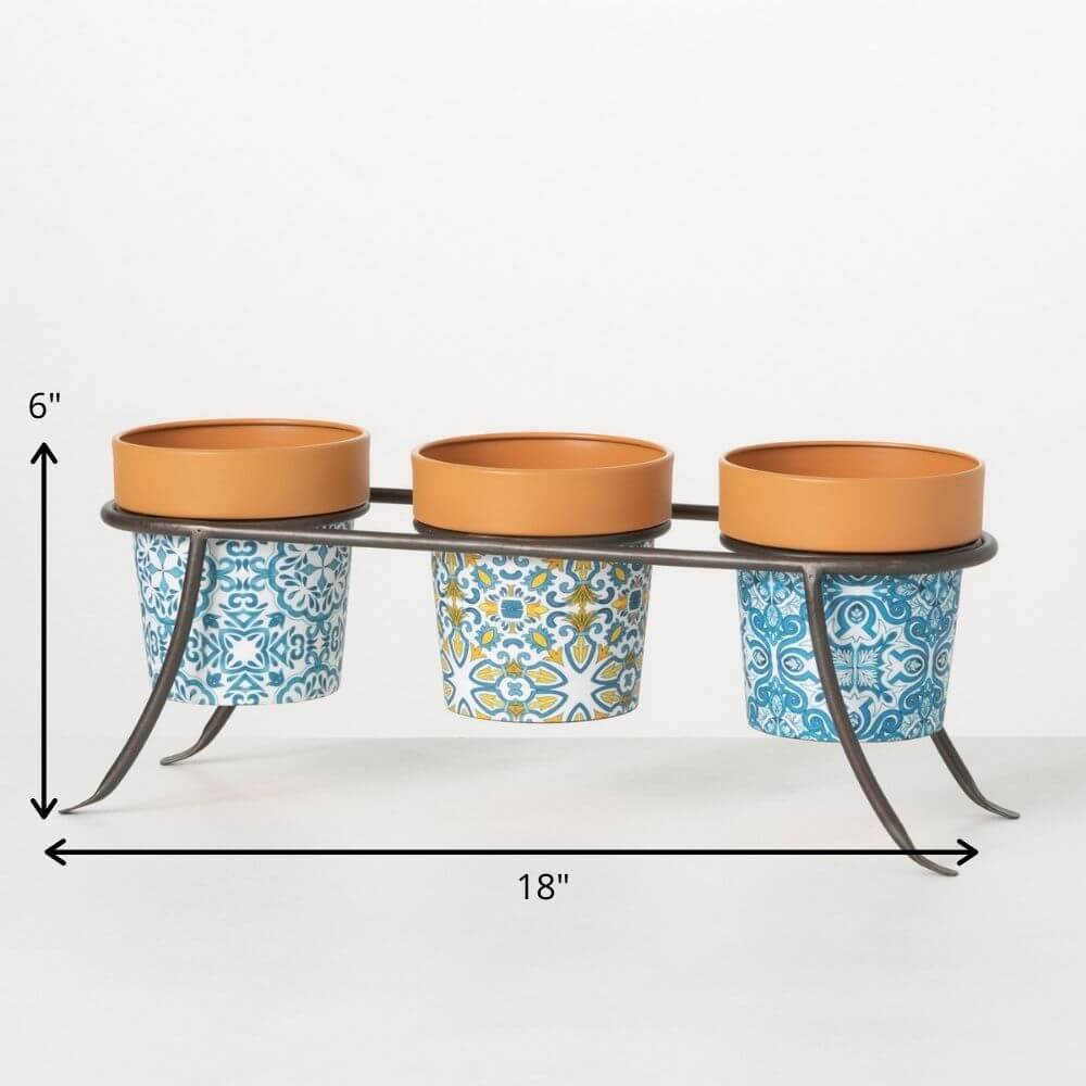 Portuguese Print Trio Planter 