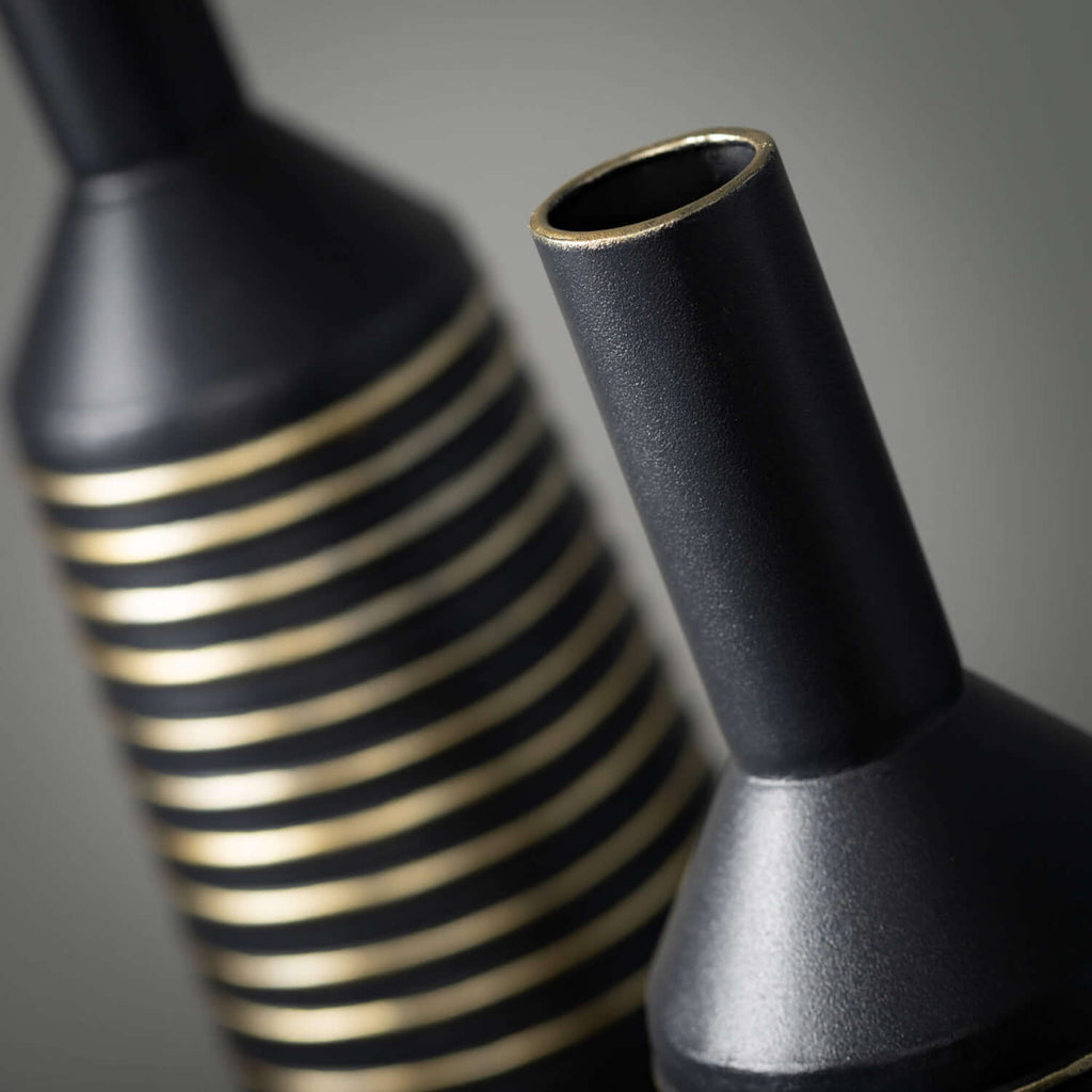 Matte Black Gold Lined Vases  