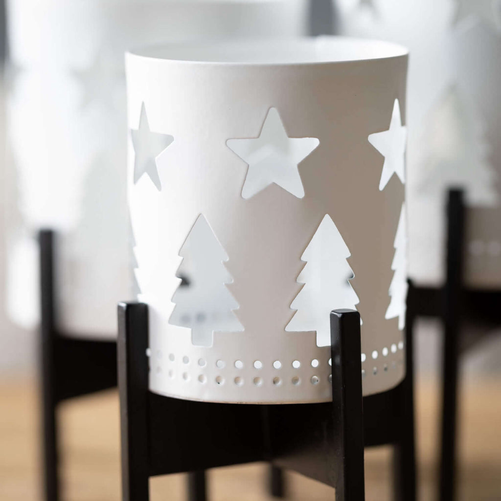 White Cutout Candleholder Set 