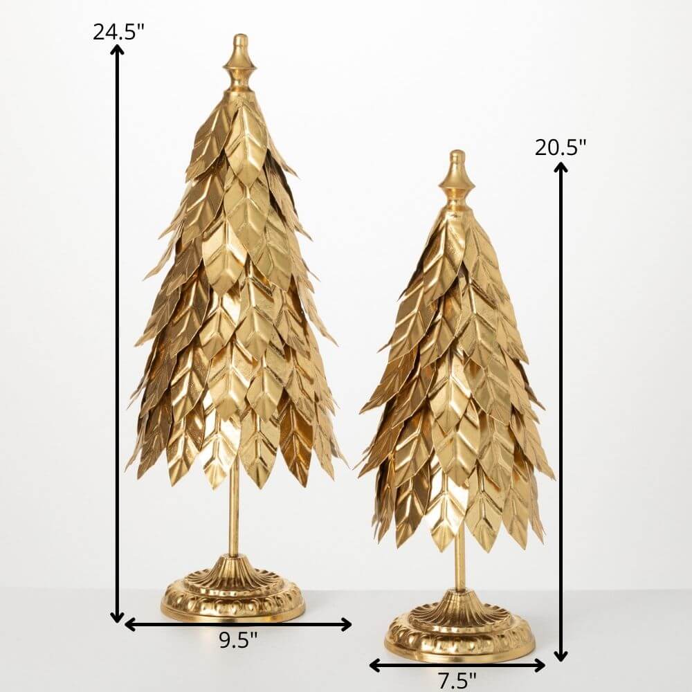 Metal Gold Leaf Tree Set Of 2 