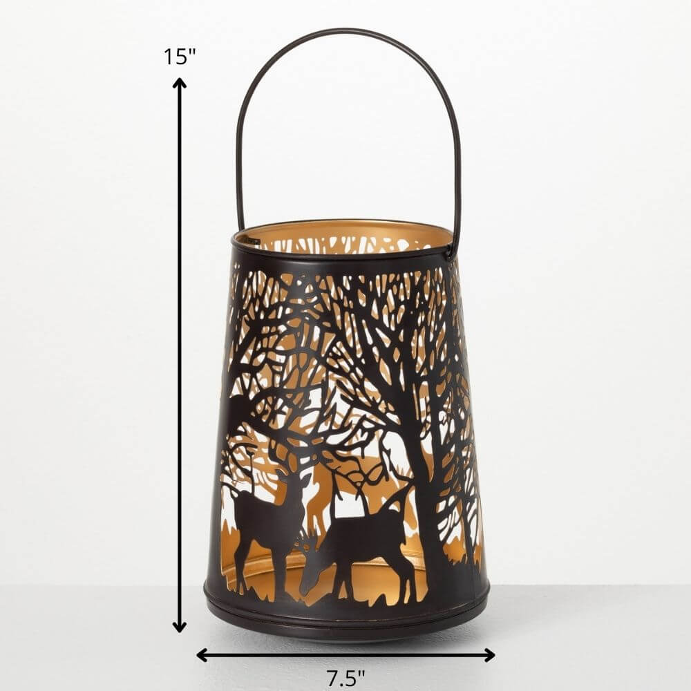 Brown Metal Deer Lantern      