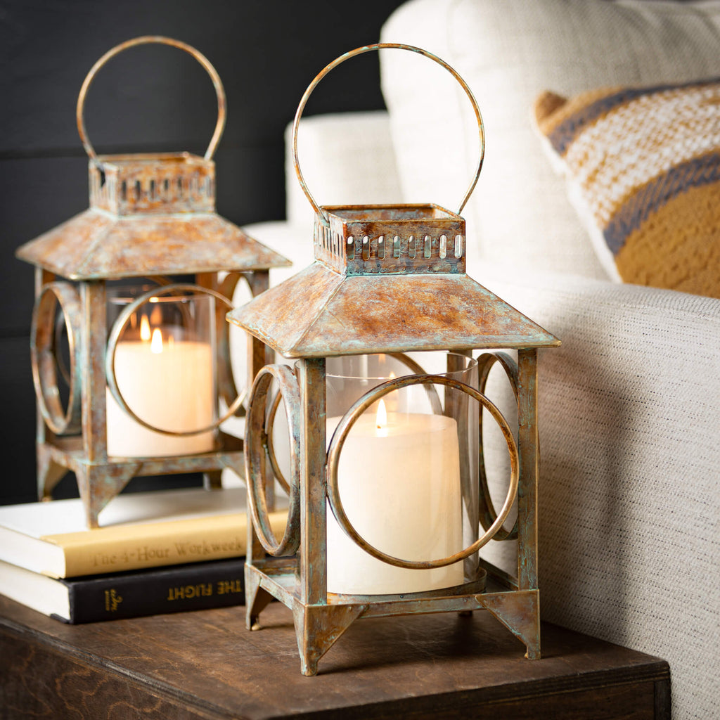 Patinaed Open-Frame Lanterns  