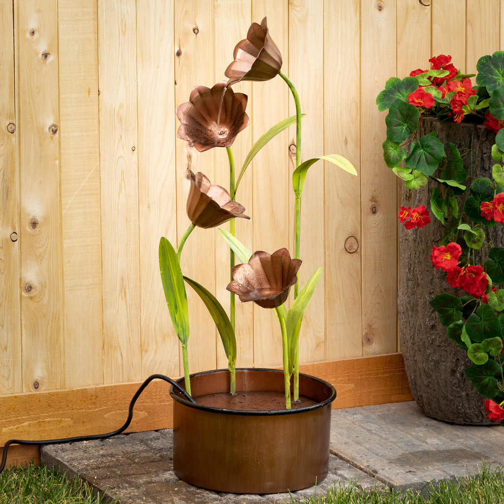 Copper Tulip Water Fountain   