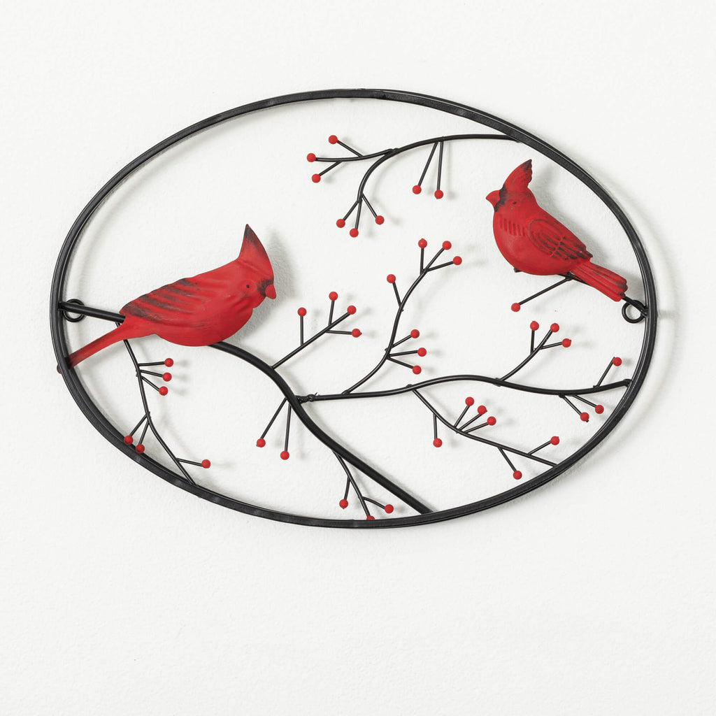 Metal Oval Cardinal Wall Decor