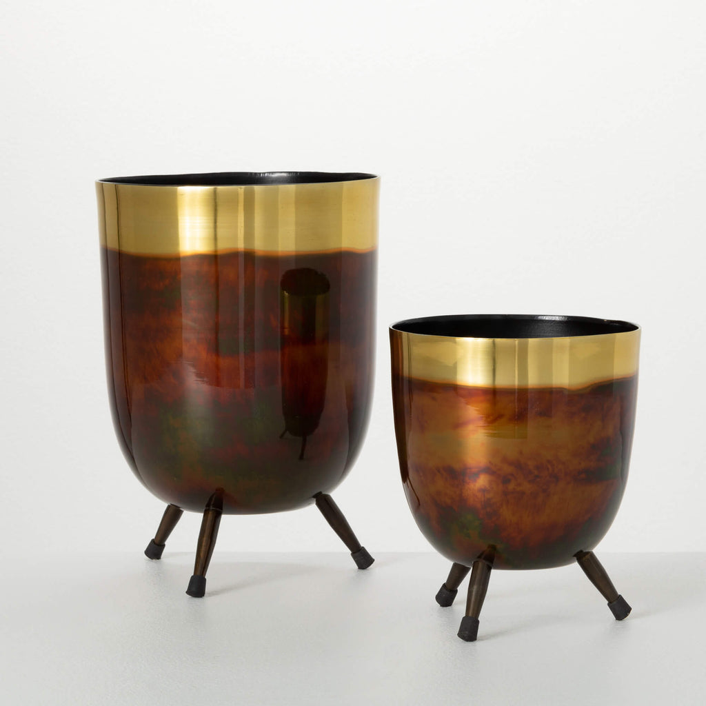 Copper & Bronze Planter Set 2 