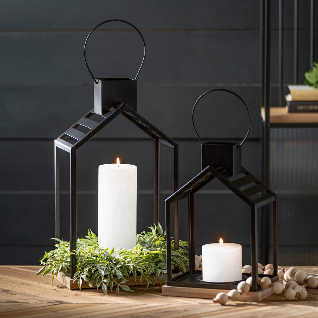 Black Metal Modern Lantern Set