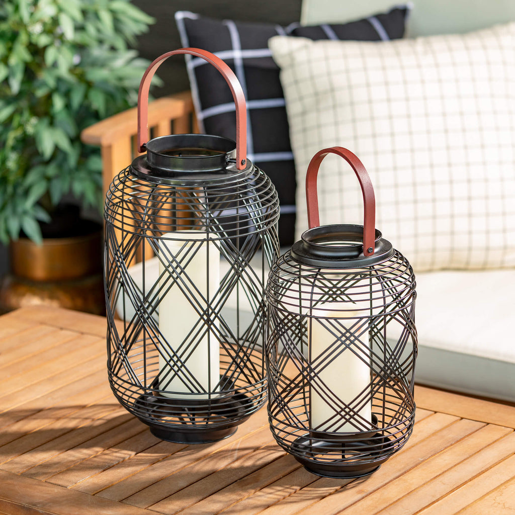 Moden Black Woven Lantern Set 