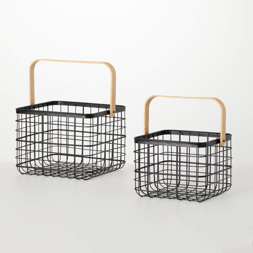 Black Metal Basket Set Of 2   