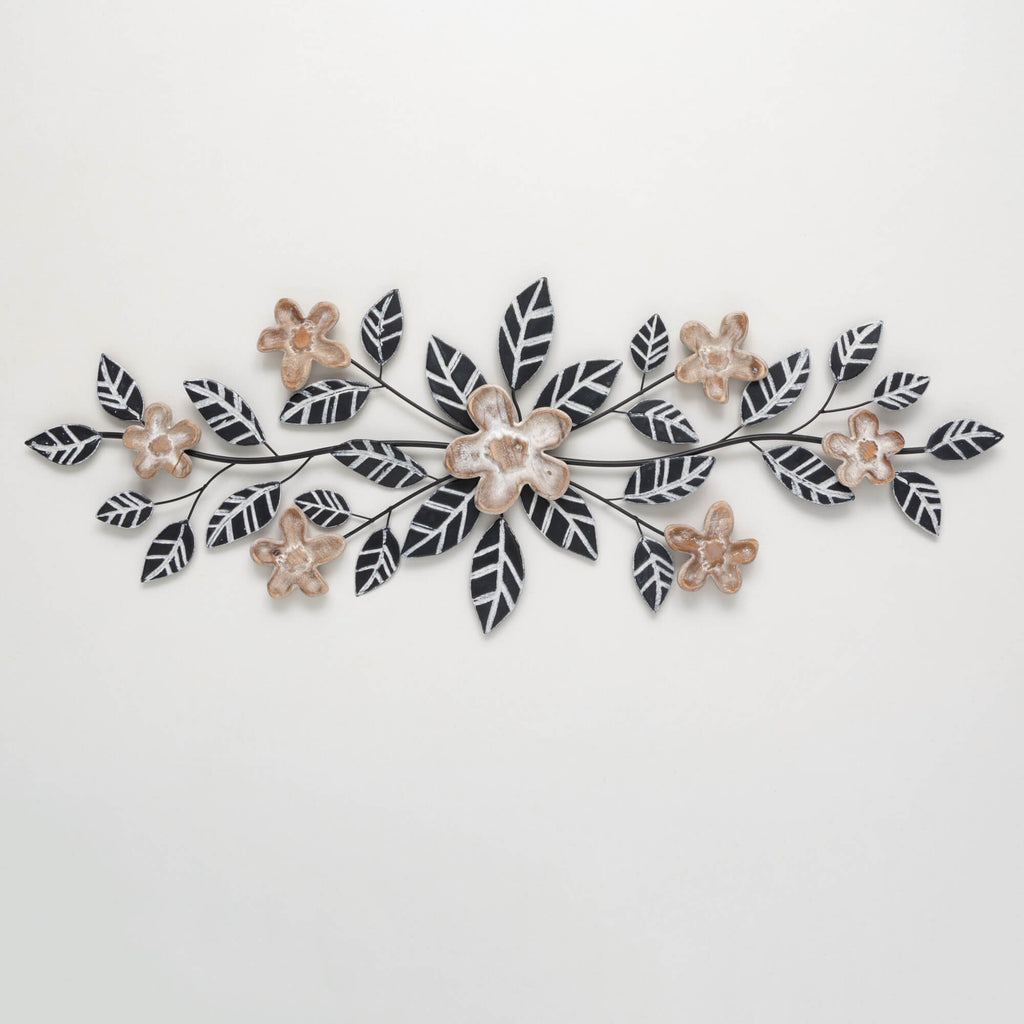 Metal & Wood Flower Wall Art  