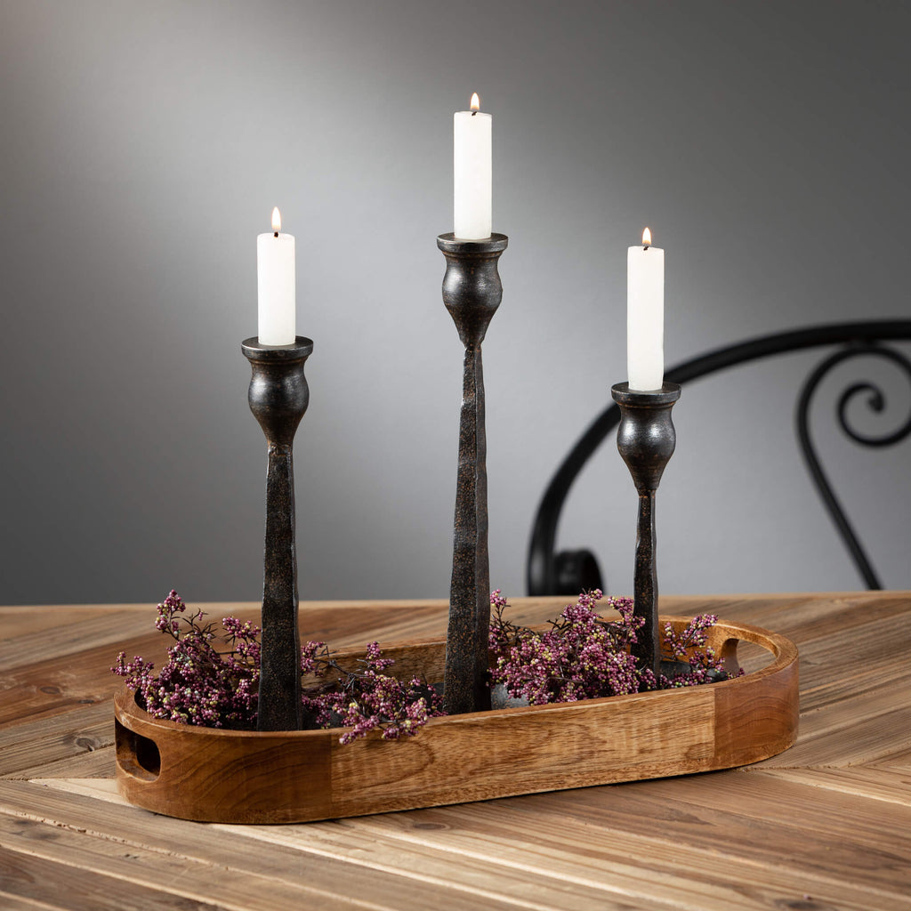 Sleek Black Candleholder Set  